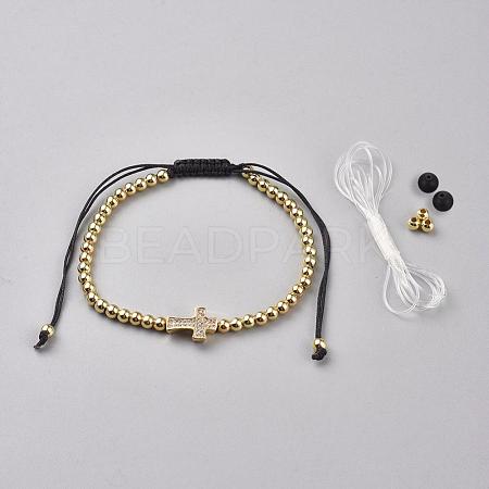 Brass Braided Bead Bracelets BJEW-JB04790-02-1