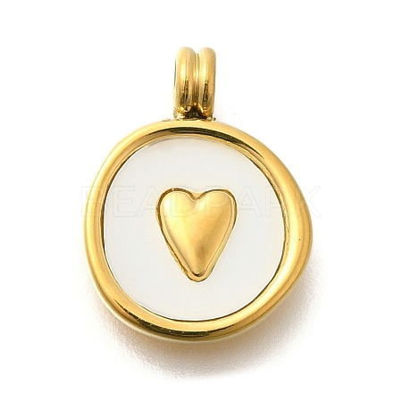 Ion Plating(IP) 304 Stainless Steel Pave Shell Pendants STAS-K263-61G-1