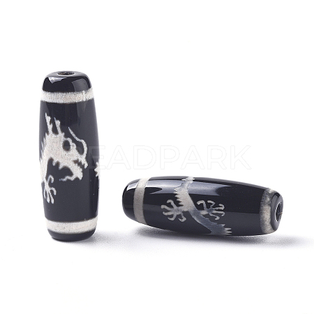 Tibetan Style Dragon Pattern dZi Beads TDZI-D008-20-1