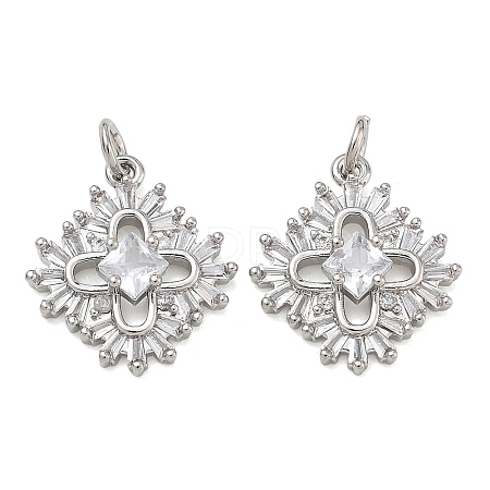 Brass Micro Pave Clear Cubic Zirconia Pendants CU-CBA01AA-37P-1