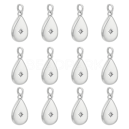 12Pcs Brass Micro Pave Clear Cubic Zirconia Pendants ZIRC-BC0001-33P-1