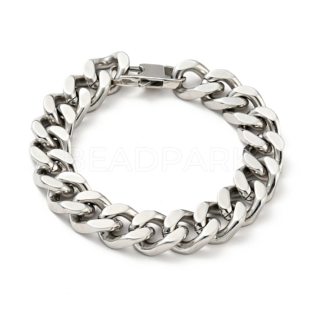 Non-Tarnish 201 Stainless Steel Curb Chain Bracelet for Men Women BJEW-H550-06B-P-1