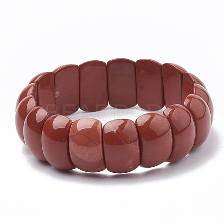 Natural Red Jasper Beaded Stretch Bracelets BJEW-S137-05-1