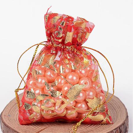 Rose Printed Organza Bags OP-R021-7x9-06-1