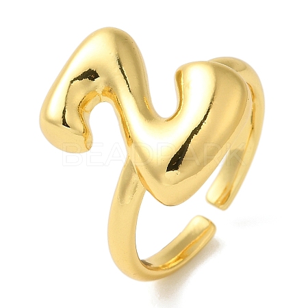 Initials Brass Open Cuff Ring for Women RJEW-N046-02Z-G-1