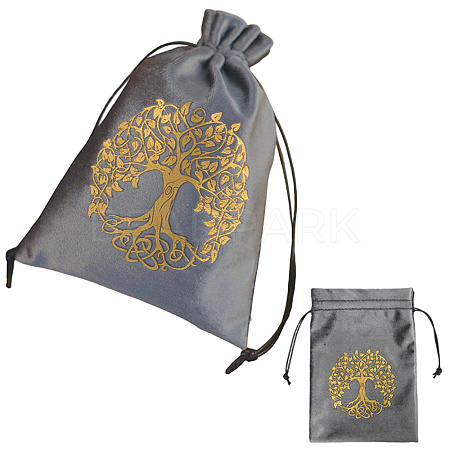 Rectangle Gold Stamping Velvet Tarot Storage Drawstring Bags for Divination ABAG-WH20001-25A-1