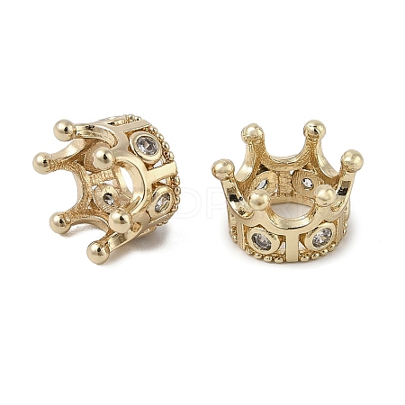 Brass Micro Pave Cubic Zirconia European Beads KK-K297-39KCG-1