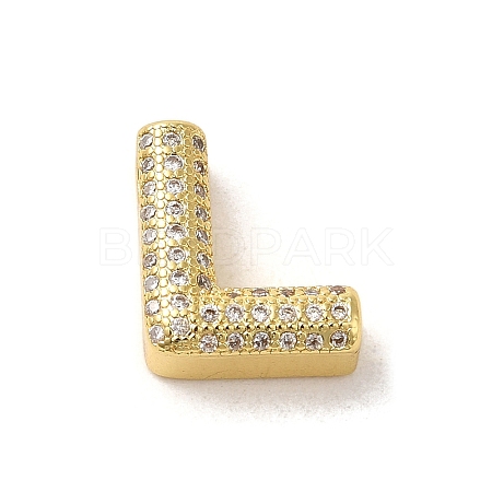 Brass Micro Pave Clear Cubic Zirconia Charms ZIRC-C009-01G-L-1