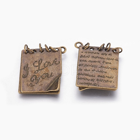 Ideas for Valentines Day Gifts for Him Zinc Alloy Love Note Pendants X-PALLOY-A15463-AB-LF-1