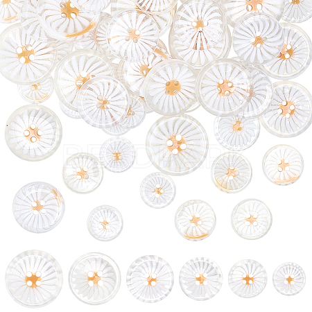 72Pcs 6 Styles Resin Buttons BUTT-PH0001-74-1