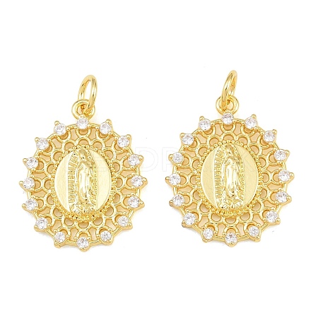 Brass Micro Pave Clear Cubic Zirconia Pendants CU-CBAB3AD-03G-03-1