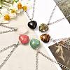 Heart Natural & Synthetic Mixed Gemstone Pendant Necklaces NJEW-JN03647-6