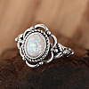 Alloy with Plastic Imitation Opal Finger Rings FS-WG4C942-02-3