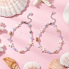 Summer Natural Dyed Aquamarine & Round White Jade & Natural Sea Shell & Shell Pearl & Synthetic Turquoise Starfish Beaded Anklets AJEW-AN00693-1