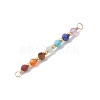 Chakra Natural Red Jasper & Amethyst & Carnelian & Lapis Lazuli & Tiger Eye & Green Aventurine & Dyed Magnesite Faceted Round Beaded Connector Charms PALLOY-JF04565-01-4