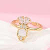 Rabbit Brass Micro Pave Clear Cubic Zirconia Open Cuff Rings RJEW-G343-02G-3