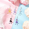 5Pcs Flower Angel Glass Seed & Acrylic Pendant Decorations HJEW-JM03563-01-1