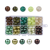 Choc-Mint Mix Baking Painted Crackle Glass & Glass Pearl Bead Sets HY-X0009-10mm-13-1