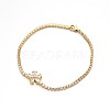 Golden Plated Brass Cubic Zirconia Cup Chain Bracelets BJEW-H0001-02G-1