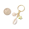 Synthetic Turquoise with Natural Mixed Cowrie Shell Keychain KEYC-JKC01266-3