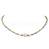 Natural Pearl & Seed Beaded Necklace NJEW-JN04649-02-2