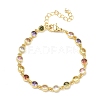 Flat Round Brass Pave Cubic Zirconia Link Chain Bracelets for Women BJEW-P385-01G-4