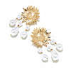 Alloy Imitation Pearl Sunflower Tassel Chandelier Earrings for Women WGA0AF8-01-4
