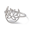 Hollow Out Lotus 304 Stainless Steel Finger Ring for Women RJEW-E073-06P-2