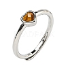 Heart Natural Mixed Stone Adjustable Rings RJEW-Q818-02P-3