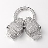 Brass Micro Pave Cubic Zirconia Fold Over Clasps ZIRC-M043-P-02-RS-2