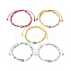 Alloy Tortoise & Glass Seed Braided Bead Bracelet BJEW-JB09750-4