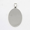 Tarnish Resistant DIY Materials 201 Stainless Steel Flat Oval Hand Stamping Blank Tag Pendants STAS-O044-124-1