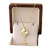 304 Stainless Steel Initial Pendant with Dice Tassel Necklaces FS-WGD823D-13-2