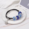 Faceted Glass European Beads Cord Bracelet BJEW-JB07035-01-2
