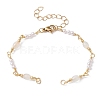 Imitation Pearl Bead & Brass Glass Link Chain Bracelet Making AJEW-JB01150-36-1