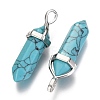 Bullet Dyed Synthetic Turquoise Pointed Pendants X-G-F295-03A-2