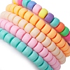 5Pcs 5 Colors Rondelle Opaque & Frosted Acrylic Beaded Stretch Bracelet Sets BJEW-JB10305-3