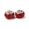 Polymer Clay Rhinestone European Large Hole Beads with Silver Color Plated Brass Cores FPDL-R002-06-3