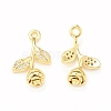 Brass Micro Pave Cubic Zirconia Charms KK-P228-42G-1