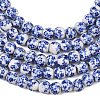 Handmade Flower Printed Porcelain Ceramic Beads Strands X-PORC-M005-6mm-10-2