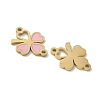 304 Stainless Steel Pink Enamel Shamrock Connector Charms LS-STAS-I322-62G-2