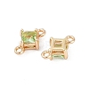 Brass Pave Glass Rhombus Links Connector Charms X1-GLAA-Q088-001I-2