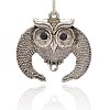 Antique Silver Plated Alloy Rhinestone Bird Pendants ALRI-J111-02AS-1