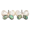 Rack Plating Brass Pave Natural Paua Shell & White Shell Pendants KK-U025-12P-02-1