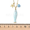 Brass Enamel Evil Eye & 304 Stainless Steel Fish Charms 304 Stainless Steel Chains Necklaces for Women NJEW-JN06382-01-4