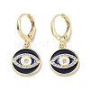 Evil Eye Golden Brass Dangle Leverback Earrings EJEW-L269-011G-02-1