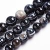 Natural Black Striped Agate/Banded Agate Beads Strands G-J359-01-8mm-1