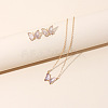 Butterfly Acrylic Rhinestone with Iron Pendant Necklaces & Stud Earrings Sets for Women WGFFCAF-05-2