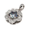 925 Sterling Silver  Moissanite Rhinestone Flower Charms STER-D308-01C-P-2