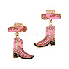 Cowboy Hat with Boot Alloy Enamel Dangle Stud Earrings FS-WG1DB7D-01-2